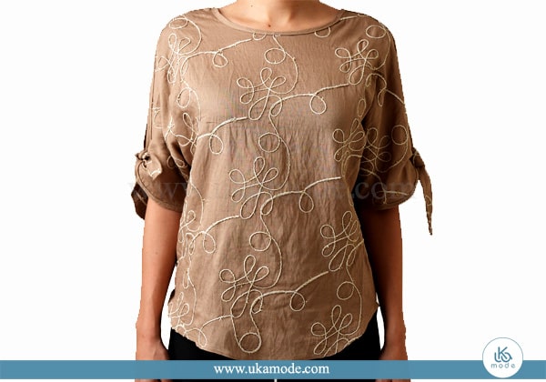 تاپ زنانه آستین افتاده سایز بزرگ شیت سنگ و پولیش فندی 15 تاپ زنانه آستین افتاده مجلسی
