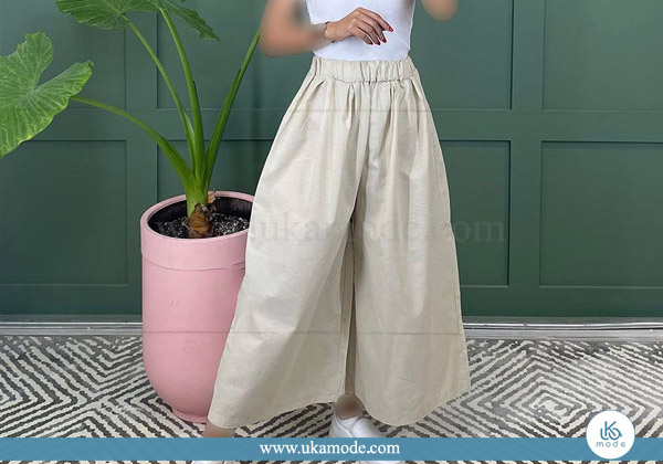 دامن شلواری زنانه نخی چاپ ساعت 15 دامن شلواری زنانه