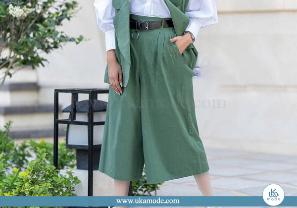 دامن شلواری زنانه نخی چاپ ساعت 14 دامن شلواری زنانه