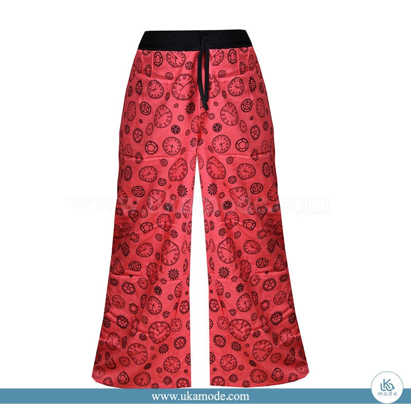 دامن شلواری زنانه نخی چاپ ساعت 9 دامن شلواری زنانه نخی چاپ ساعت قرمز