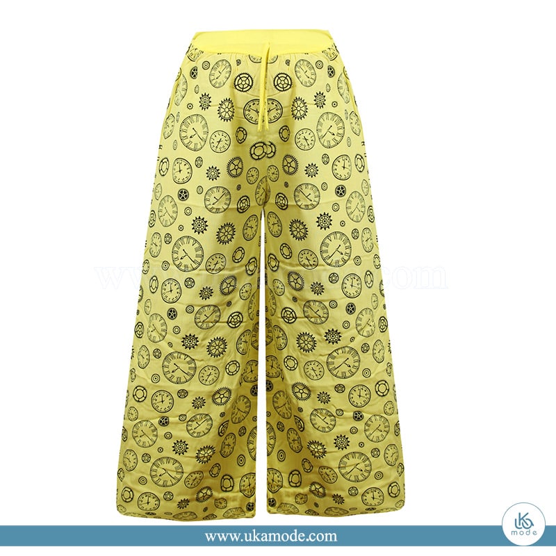 دامن شلواری زنانه نخی چاپ ساعت 7 دامن شلواری زنانه نخی چاپ ساعت لیمویی