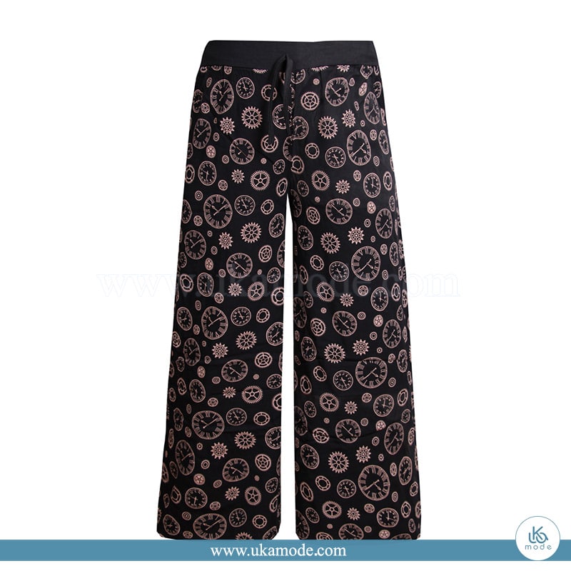 دامن شلواری زنانه نخی چاپ ساعت 6 دامن شلواری زنانه نخی چاپ ساعت مشکی