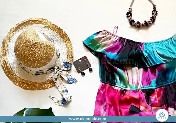 ساحلی زنانه بندی یقه و کمر کش دوزی طرح گل 13 ساحلی زنانه ست هاوایی