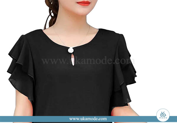 تاپ زنانه آستین افتاده یقه گرد طرح پاندا 19 تاپ زنانه ریون