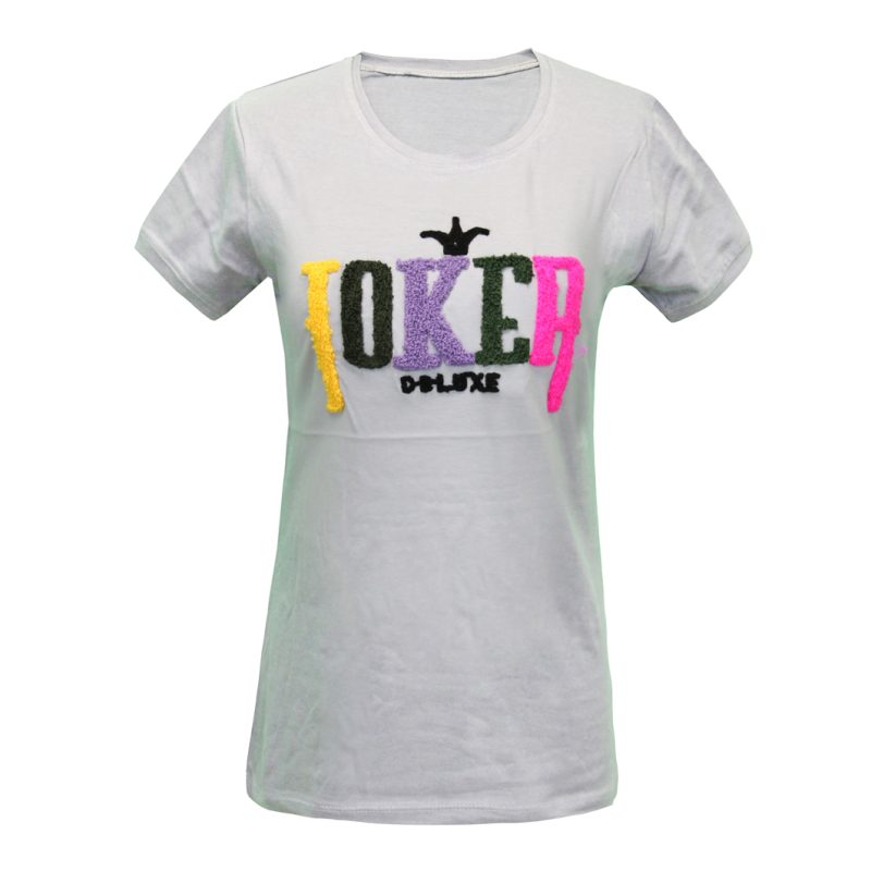 بلوز زنانه پنبه استین کوتاه یقه گرد گلدوزی پولیش joker رنگ خاکستری